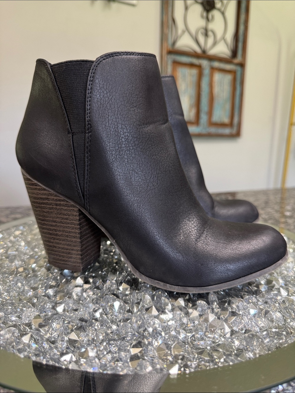 Fergalicious Black Block Heel Ankle Booties